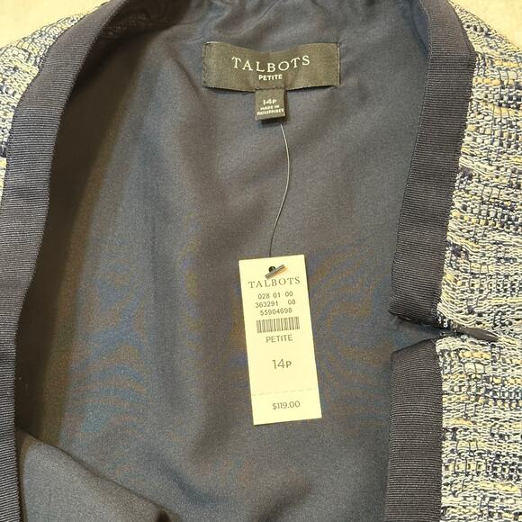 New Talbots Tweed A-Line Skirt sz 14P Navy blue cream Tweed Skirt - Picture 4 of 8